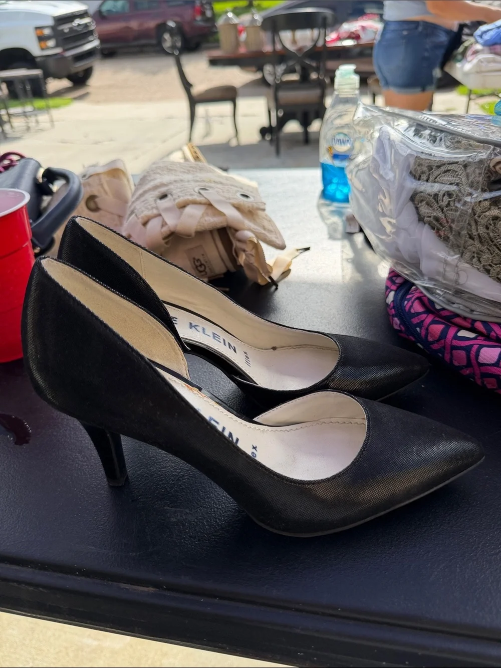 Anne Klein Black Pointed D'Orsay Heels
